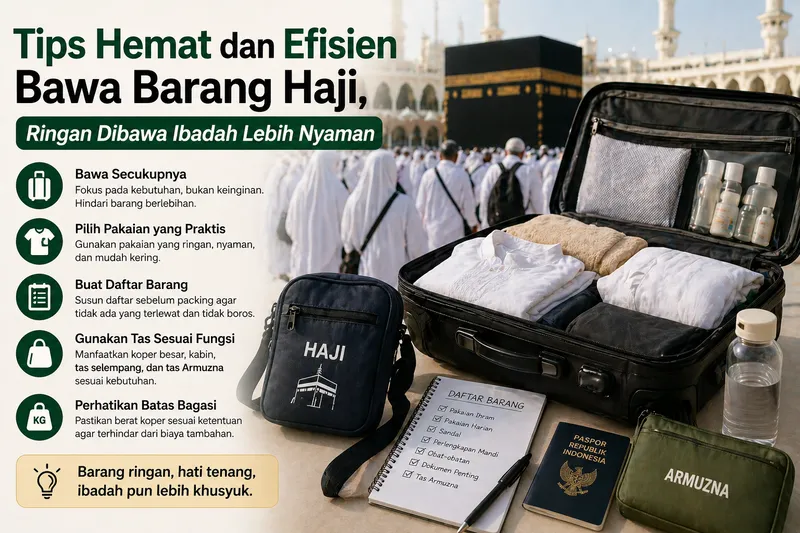 Tips Hemat dan Efisien Bawa Barang Haji, Ringan Dibawa Ibadah Lebih Nyaman